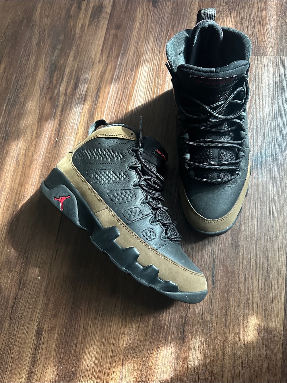 Jordan Men’s High-Top Sneakers - Black & Olive Brown 9’s